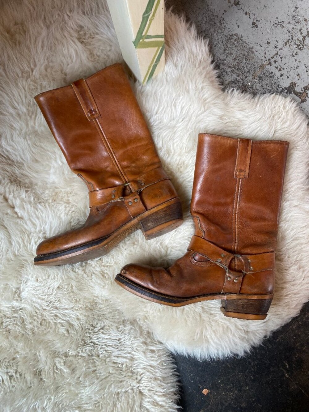 Vintage Distressed Work wear Harness leather Campus Boots 8 D